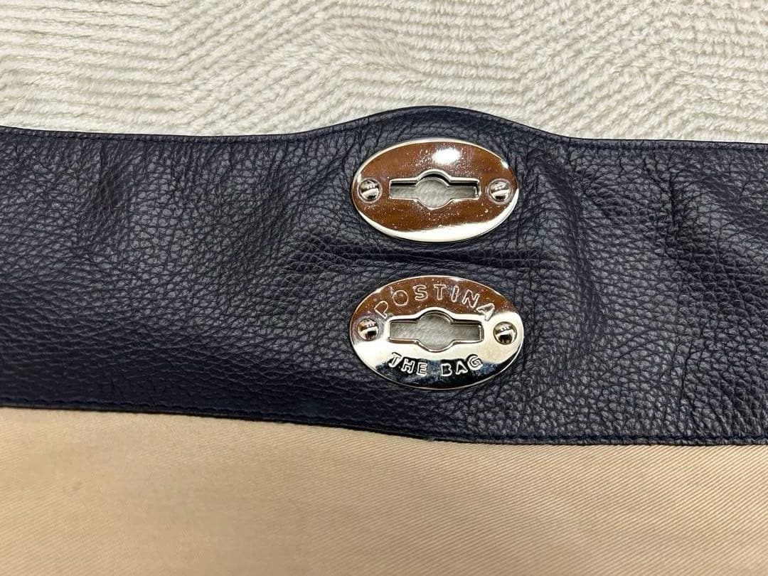 ZANELLATO POSTINA ネイビー　レザー ショルダーバッグ　M+