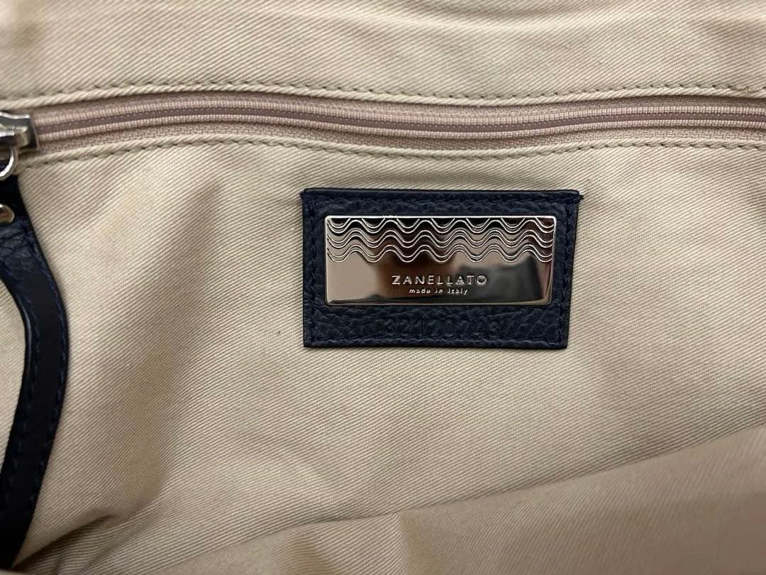 ZANELLATO POSTINA ネイビー　レザー ショルダーバッグ　M+