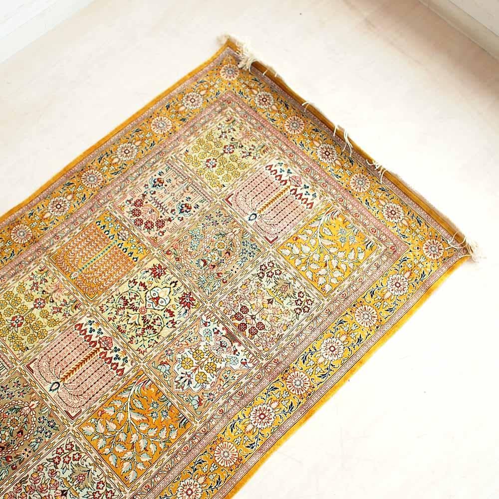 ペルシャ絨毯 マスタードカラー 71cm × 123cm 玄関ラグZR24236