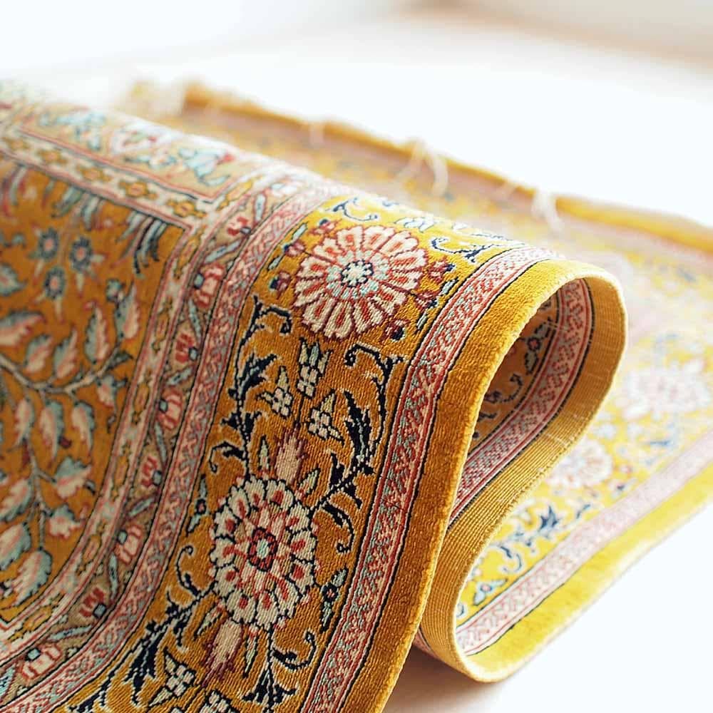 ペルシャ絨毯 マスタードカラー 71cm × 123cm 玄関ラグZR24236