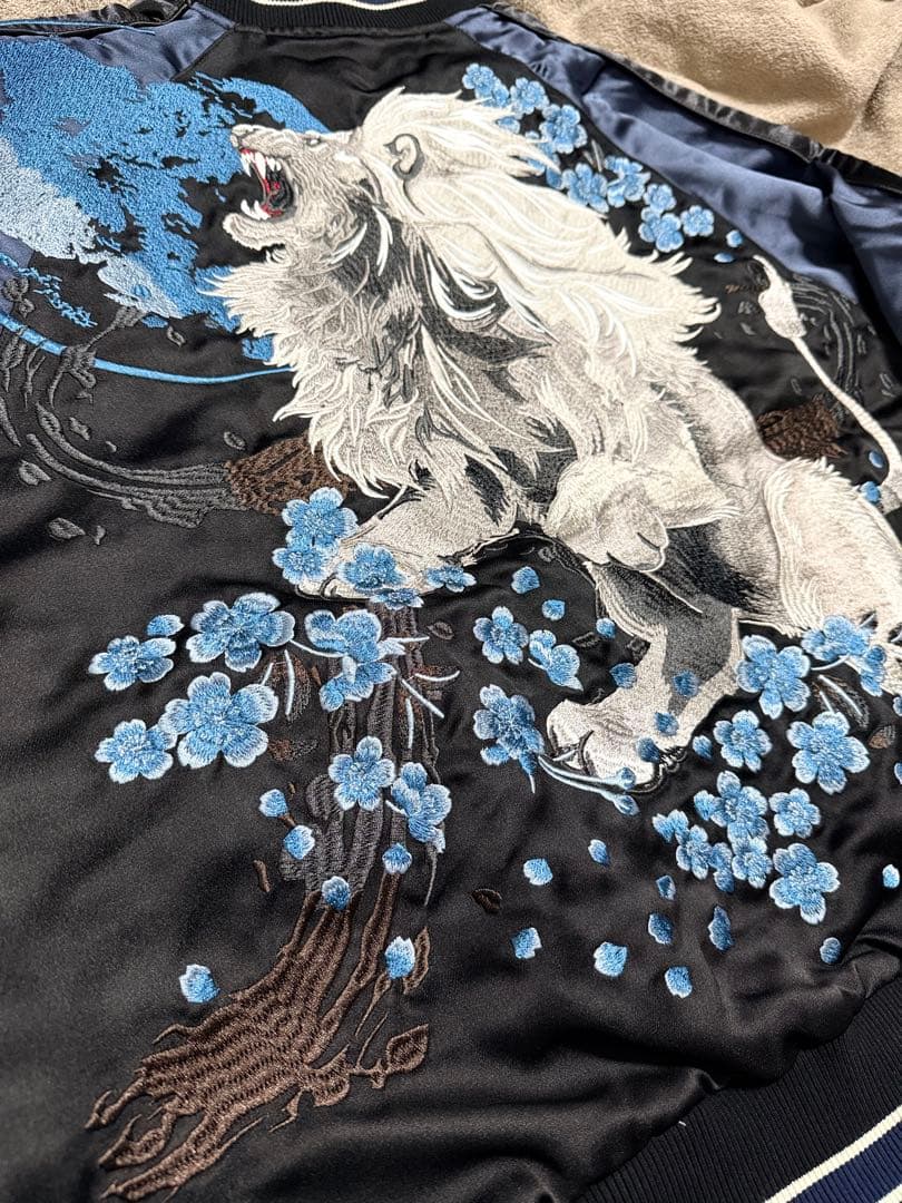 未使用 SKAJAN ライオン 日本 スカジャン unisex サテン 美品