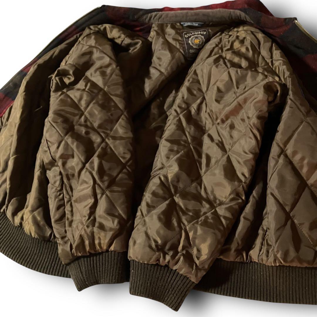 Golden Bearフランネルチェック柄ブルゾンウール調ハリントンジャケットM