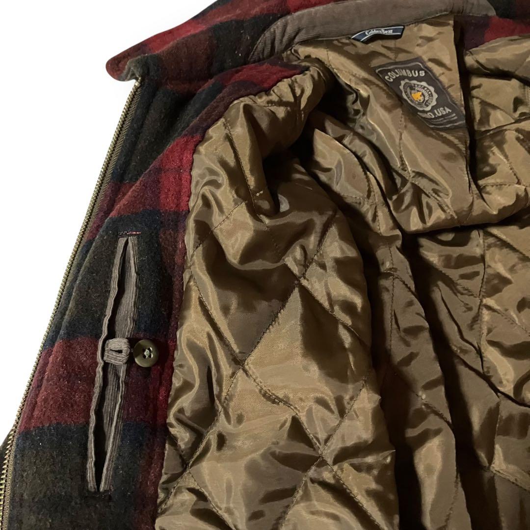 Golden Bearフランネルチェック柄ブルゾンウール調ハリントンジャケットM