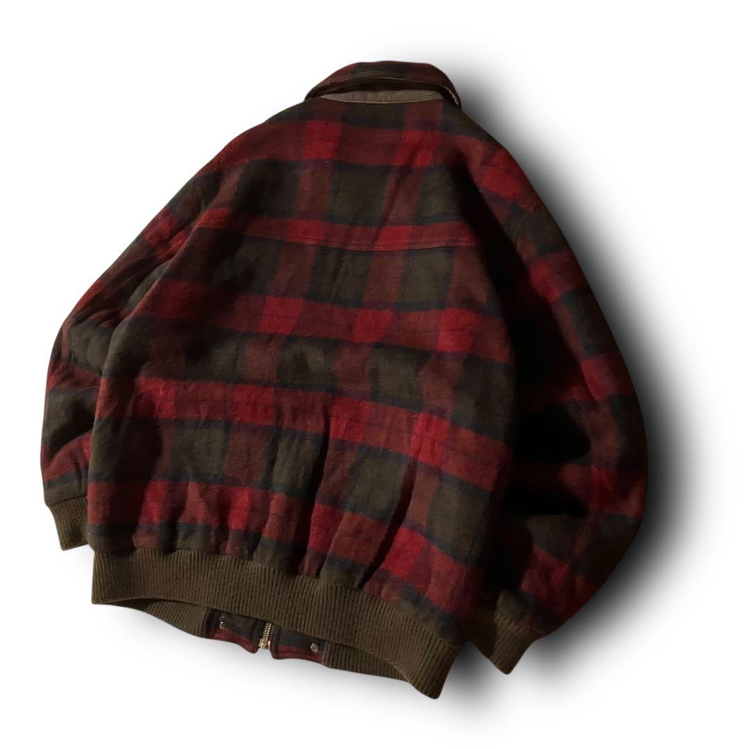 Golden Bearフランネルチェック柄ブルゾンウール調ハリントンジャケットM