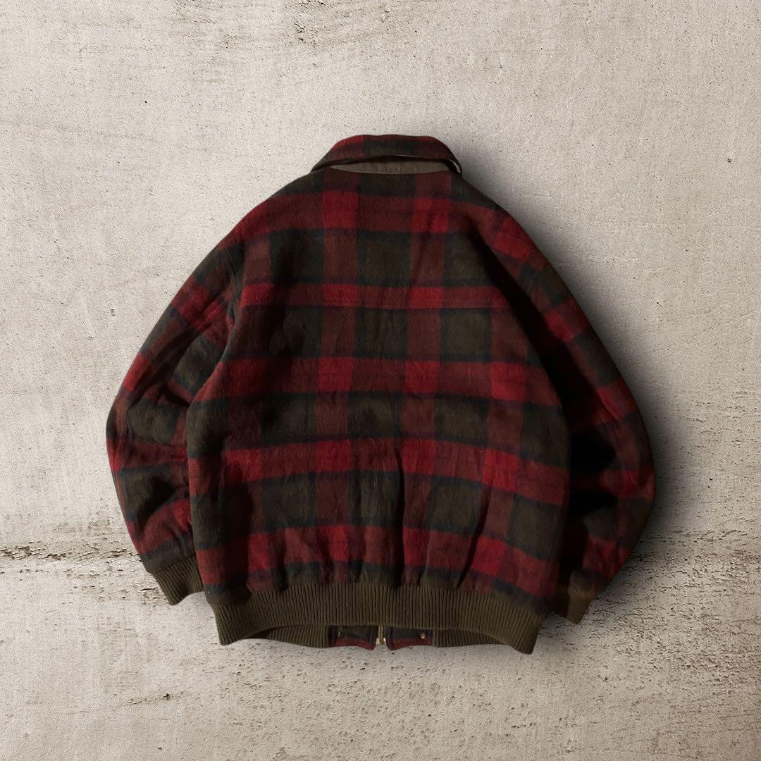 Golden Bearフランネルチェック柄ブルゾンウール調ハリントンジャケットM