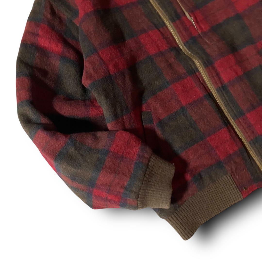 Golden Bearフランネルチェック柄ブルゾンウール調ハリントンジャケットM