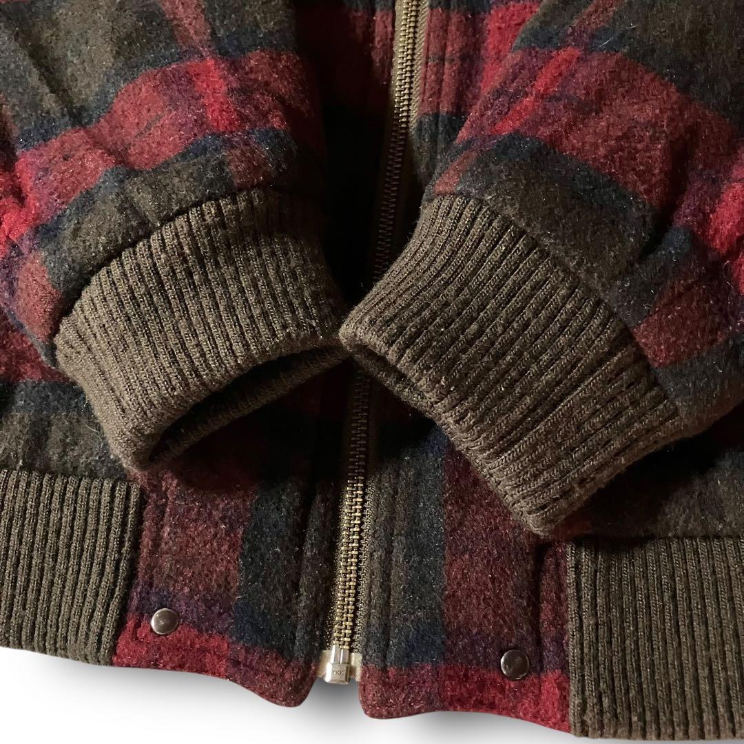 Golden Bearフランネルチェック柄ブルゾンウール調ハリントンジャケットM