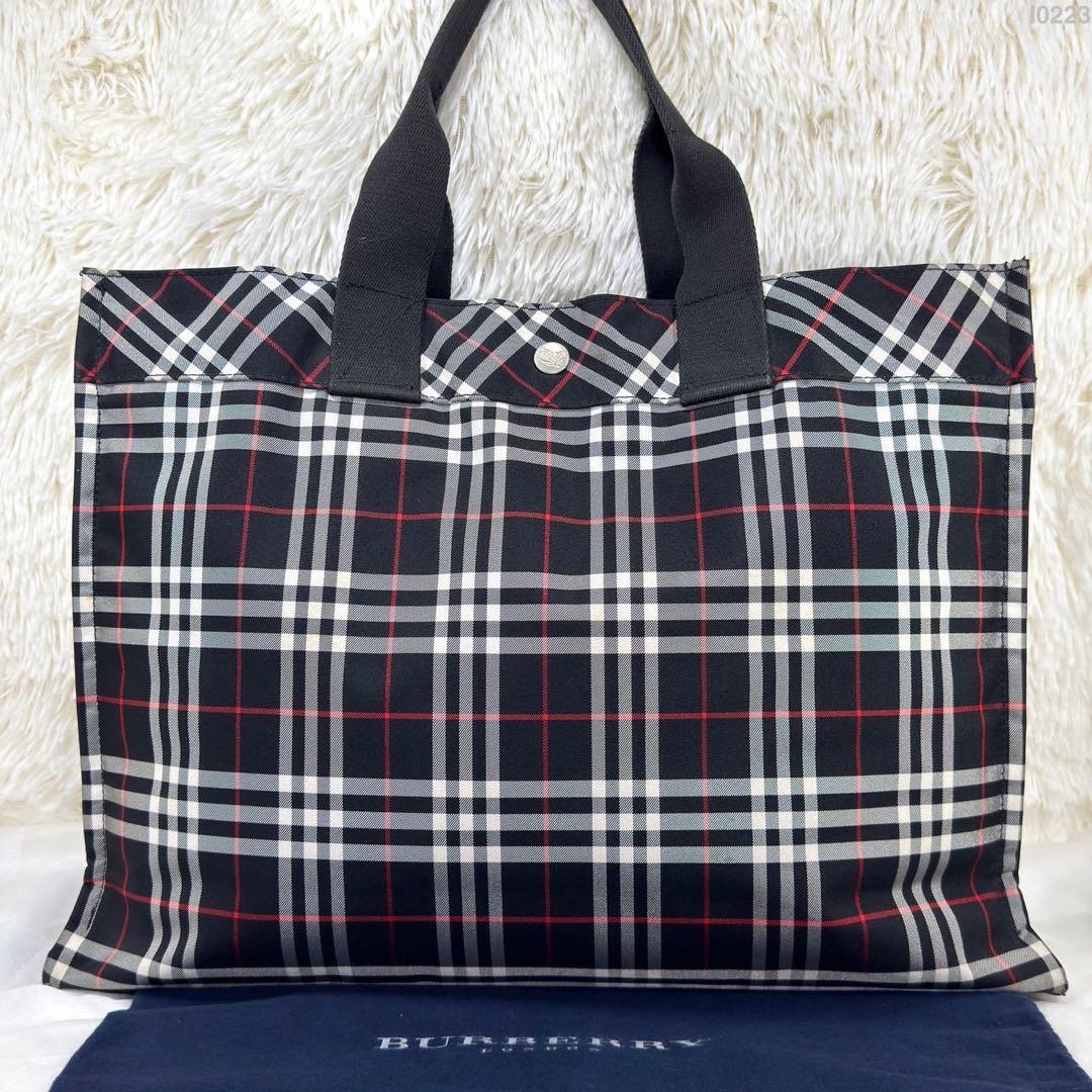 【美品】バーバリー トートバッグ ビジネスバッグ ノバチェック 手提げ A4可
