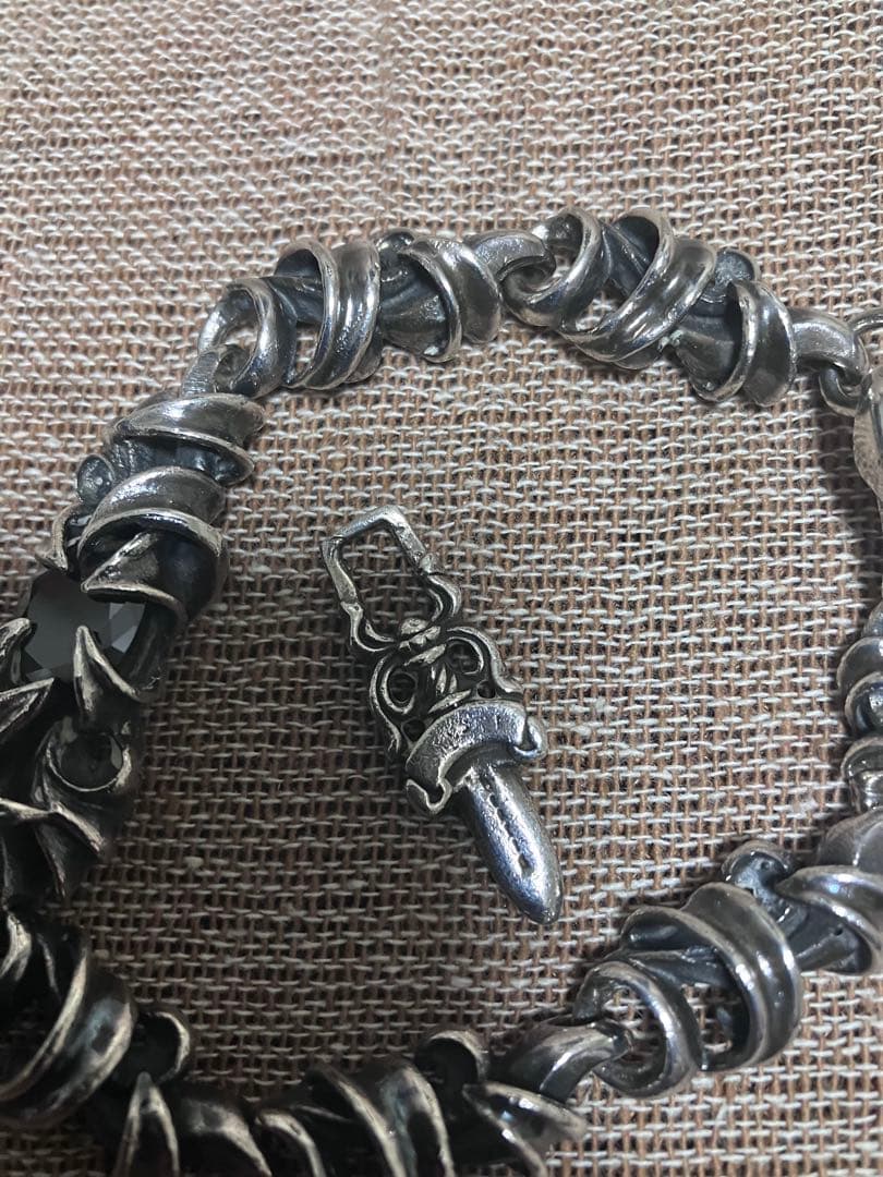 シルバー925 ブレスレットオニキス フローラル アラベスクブレス　＊おまけ付き