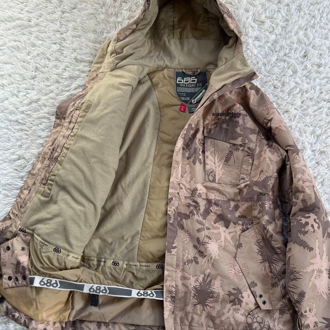 686 スキースノーボードウェア メンズ L ベージュカモフラ　迷彩
