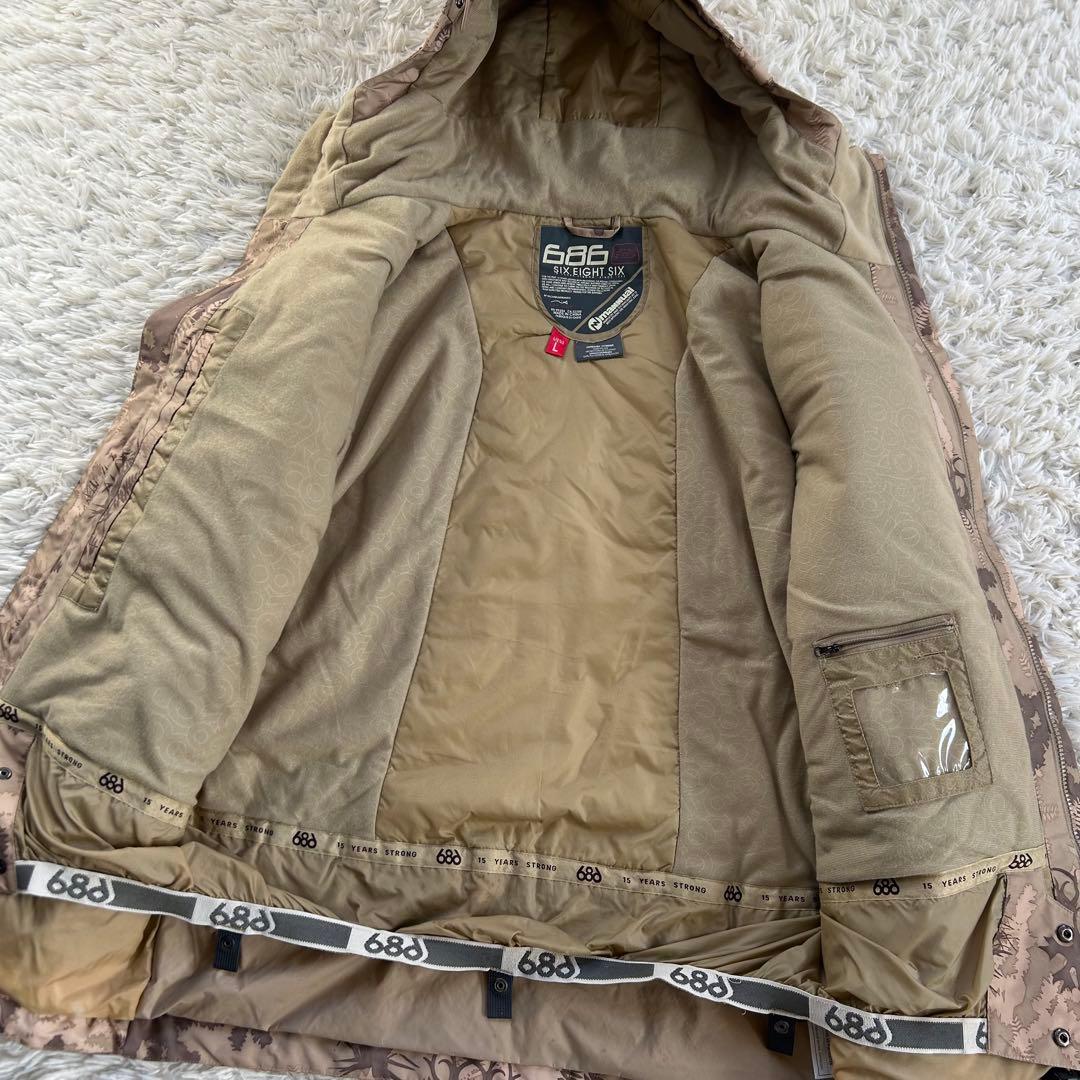 686 スキースノーボードウェア メンズ L ベージュカモフラ　迷彩