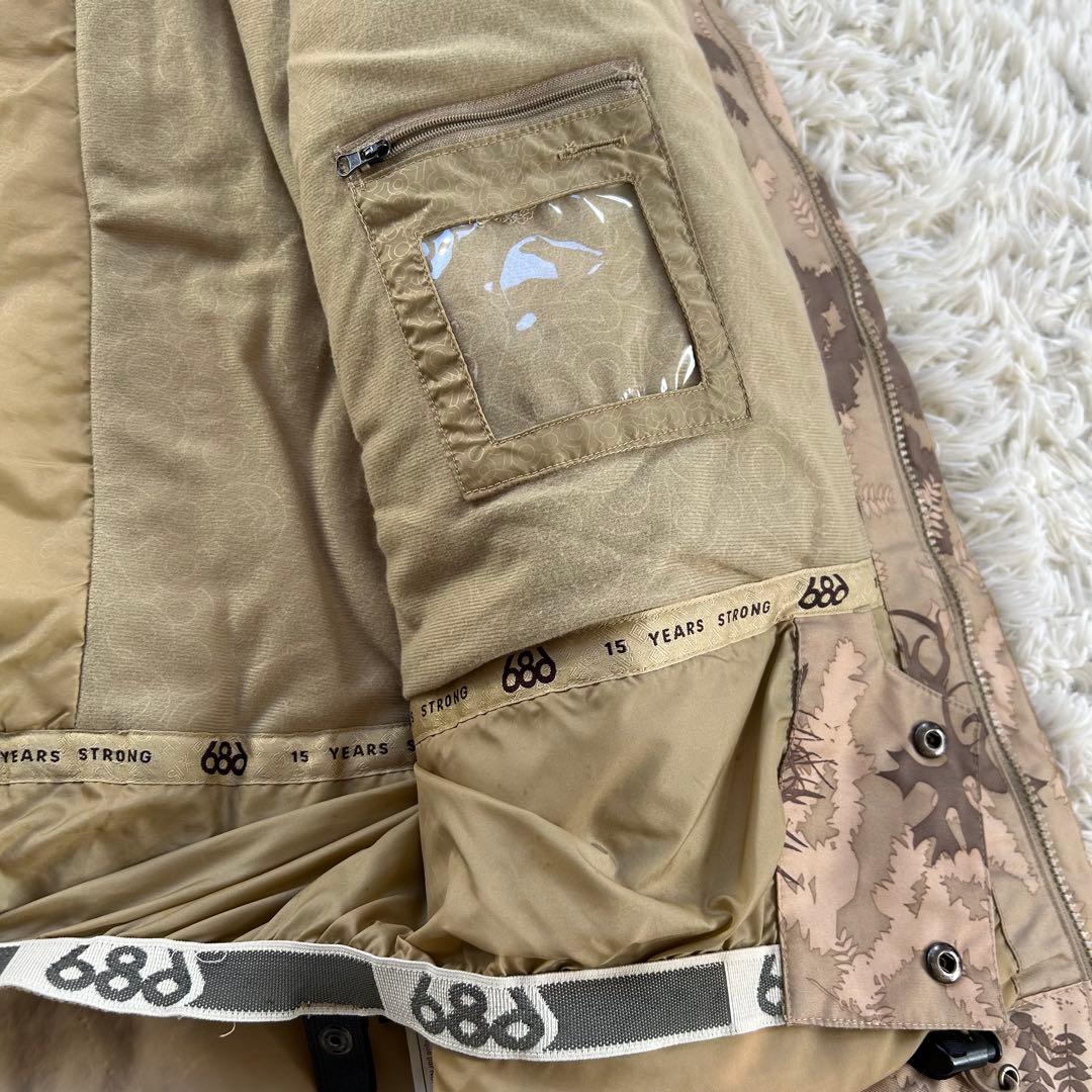 686 スキースノーボードウェア メンズ L ベージュカモフラ　迷彩