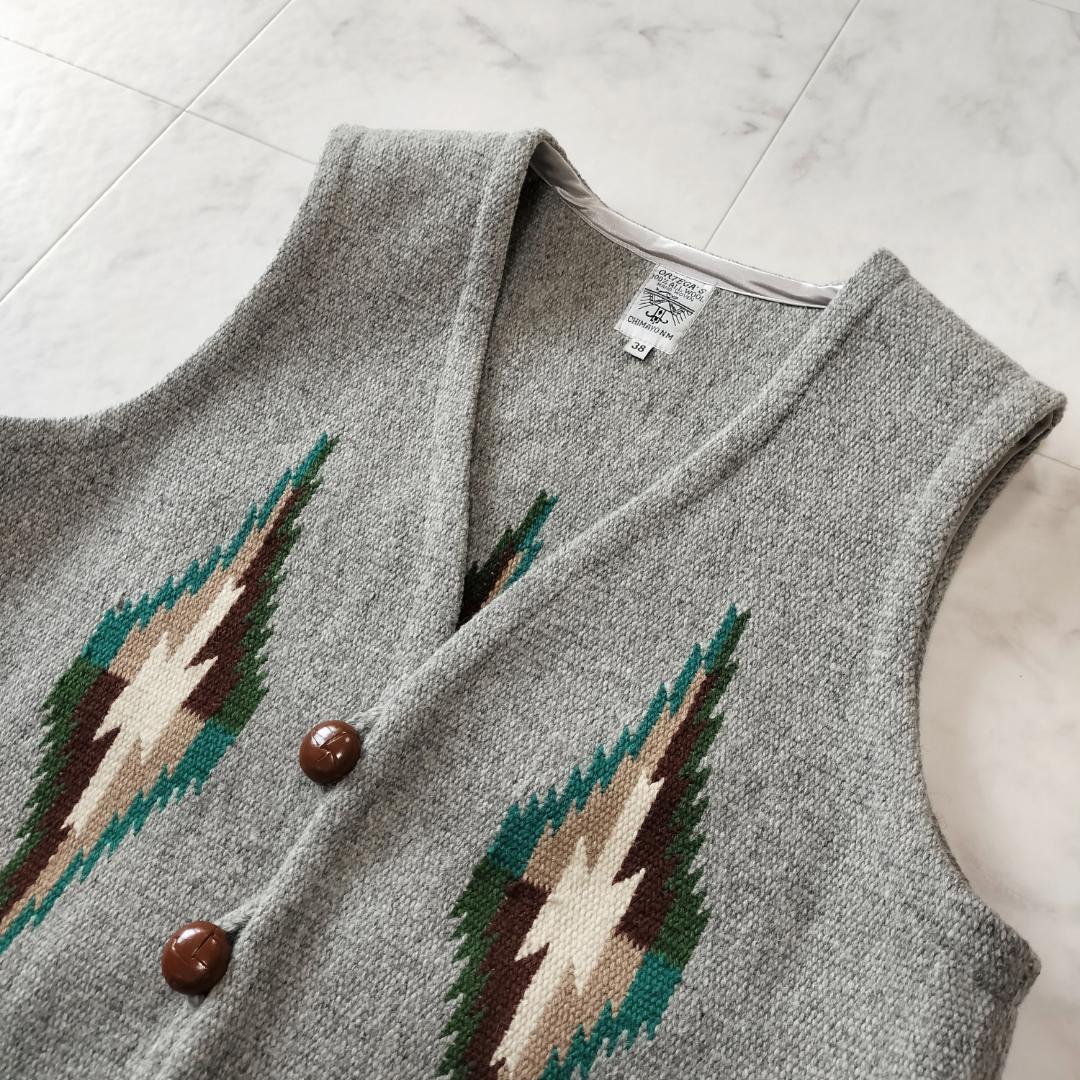 美品 オルテガ 人気カラーグレー 38 スクエアフロントチマヨベスト ポケット