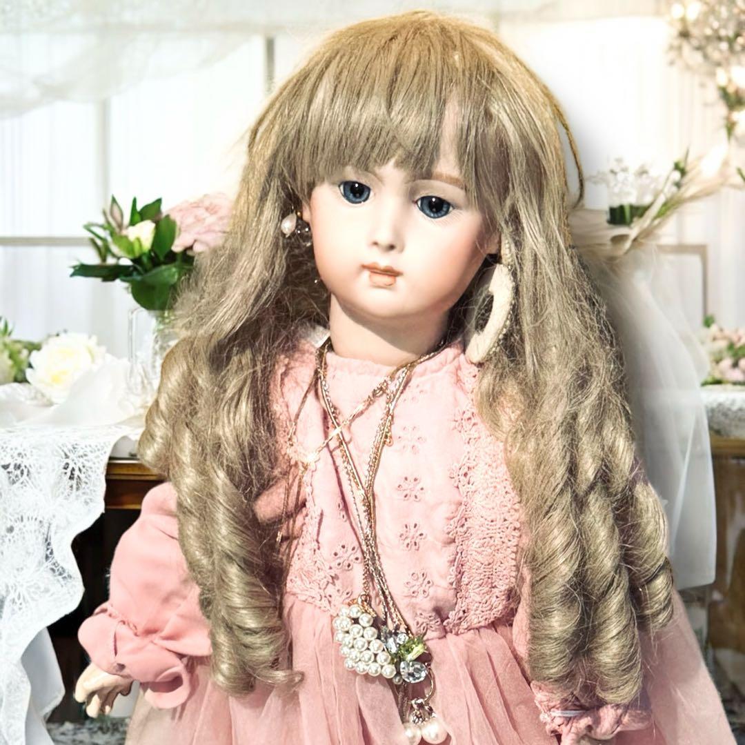 ビスクドール ロングフェイス ジュモー 作家様 ワンピース ドレス ボネ アクセ