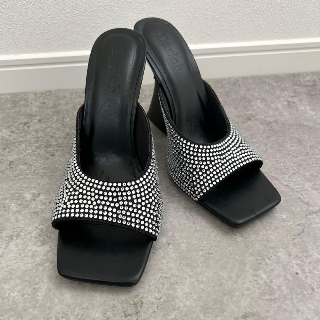 Darich ダーリッチ　クリスタルビジューサンダル　XL ヒール　黒