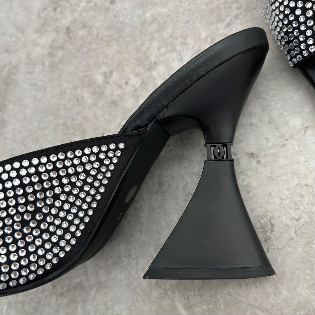 Darich ダーリッチ　クリスタルビジューサンダル　XL ヒール　黒