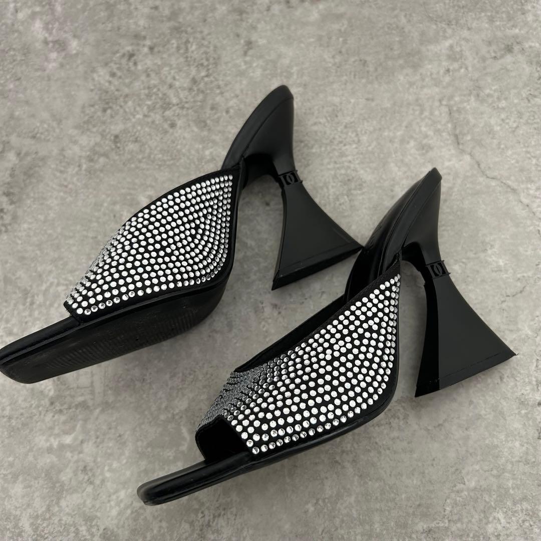 Darich ダーリッチ　クリスタルビジューサンダル　XL ヒール　黒