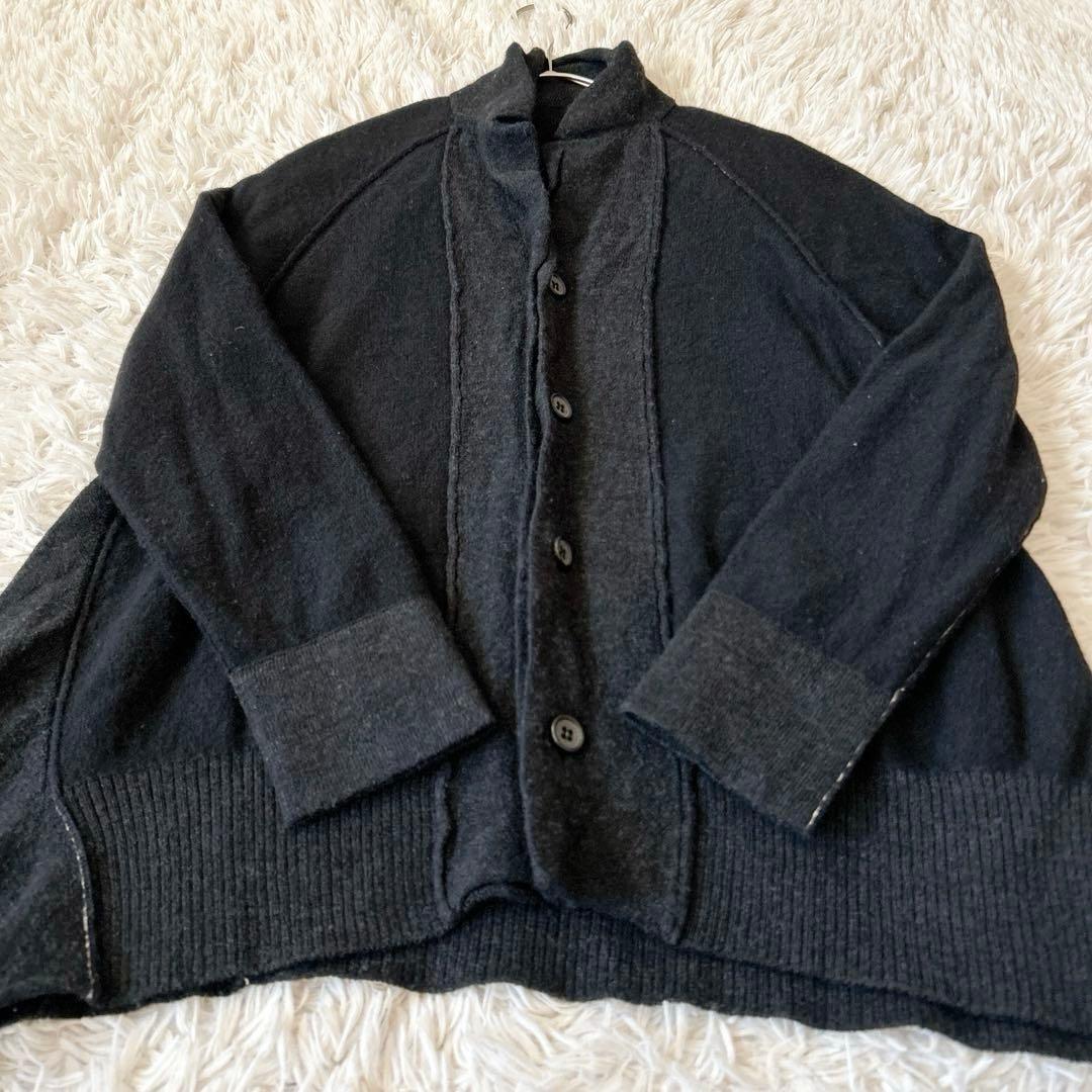 Y'sワイズ ヨウジヤマモト　ウール変形ニットジャケットカーディガン Wカラー