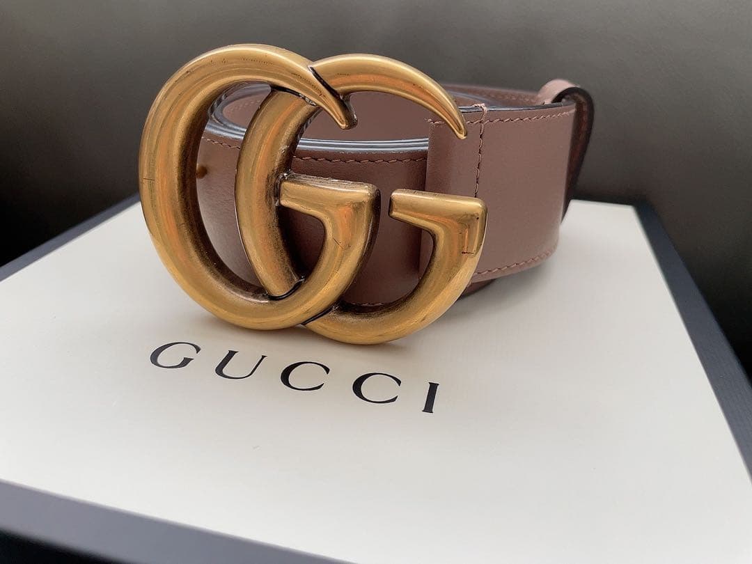 美品 GUCCI グッチGGロゴ ワイドベルト ブラウン 保存袋付き