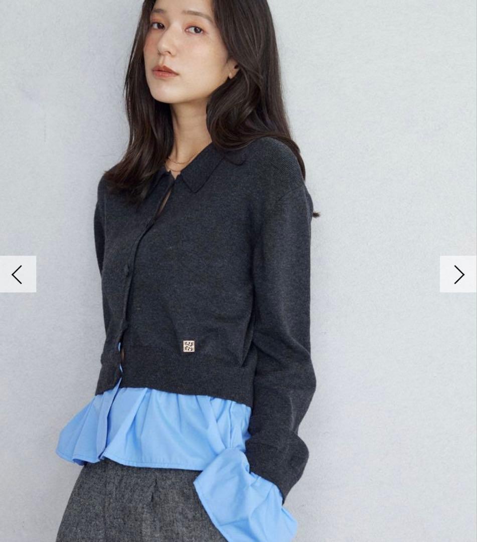 LAGUNAMOON ペプラムドッキングニットカーディガン