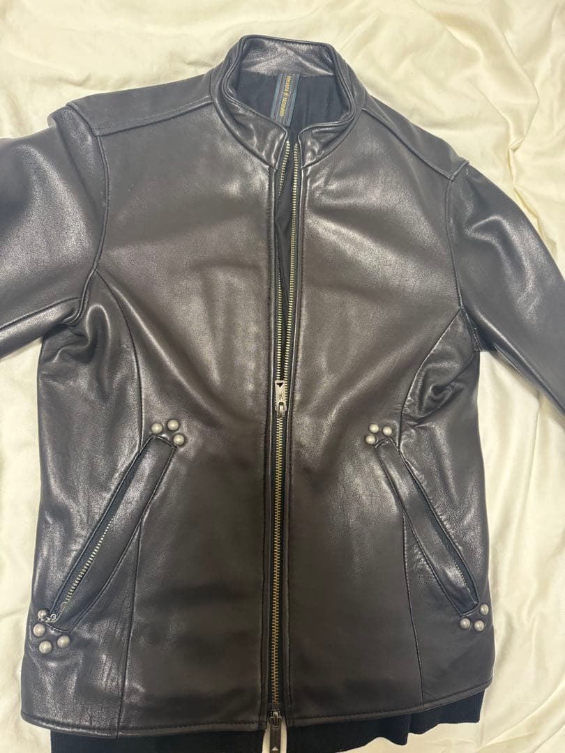 MIHARA YASUHIRO 黒 レザーシングルライダースジャケット