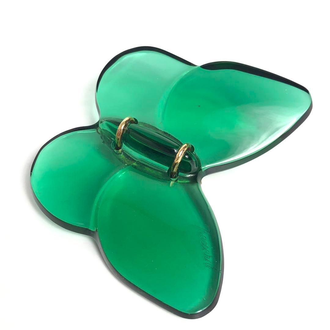 Baccarat バカラ ブローチ 蝶々 750 グリーン系 クリスタル 緑
