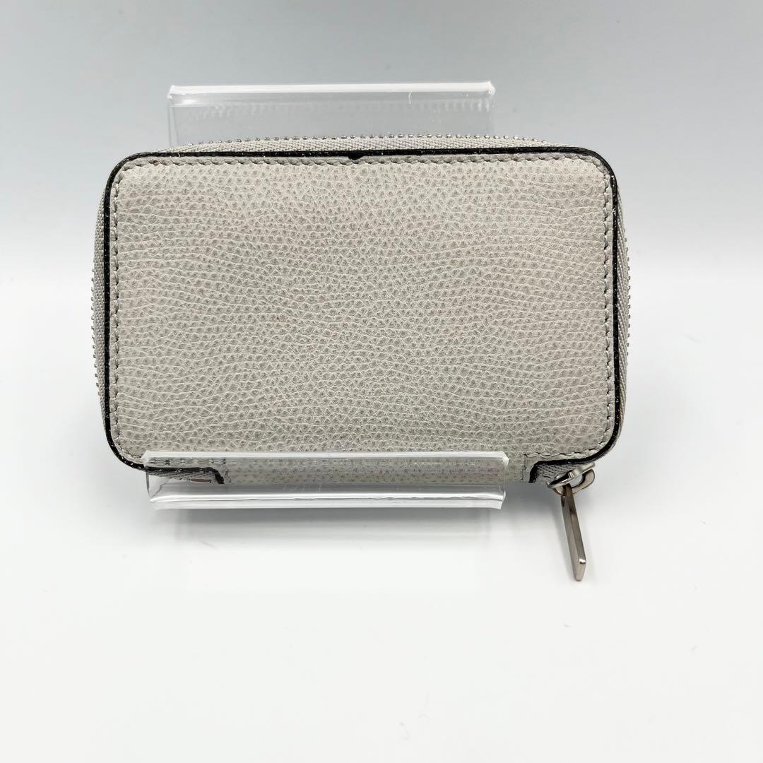【美品】Valextra ラウンドジップ　ミニウォレット　ケース　グレー