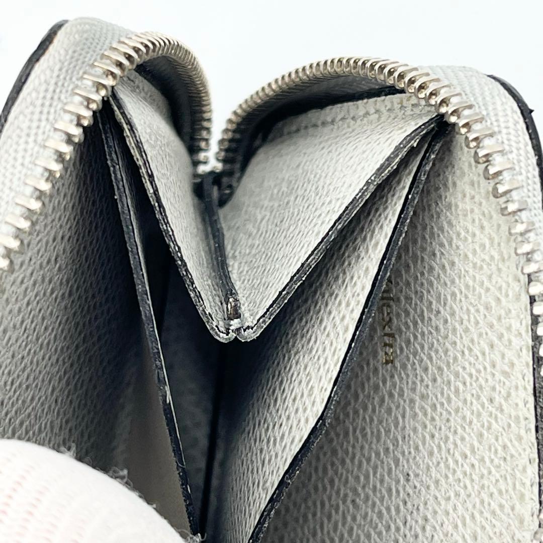 【美品】Valextra ラウンドジップ　ミニウォレット　ケース　グレー