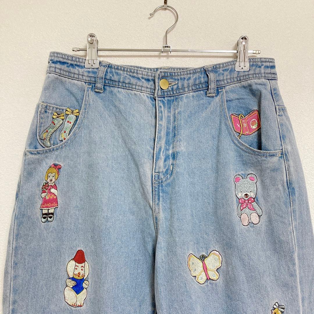 yukiemon　おまもりデニムパンツ　うすめ　M　猫　くま　スイーツ