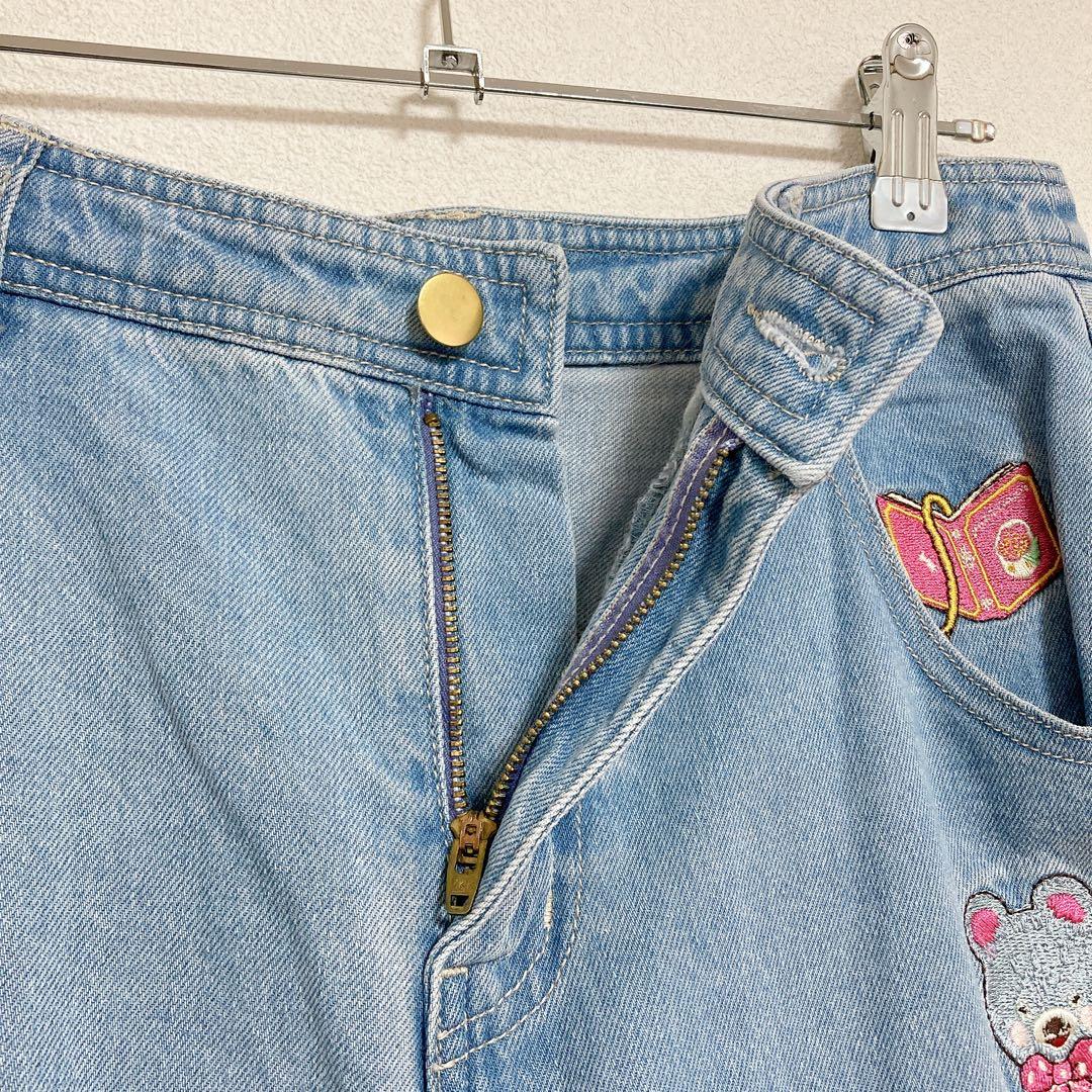 yukiemon　おまもりデニムパンツ　うすめ　M　猫　くま　スイーツ