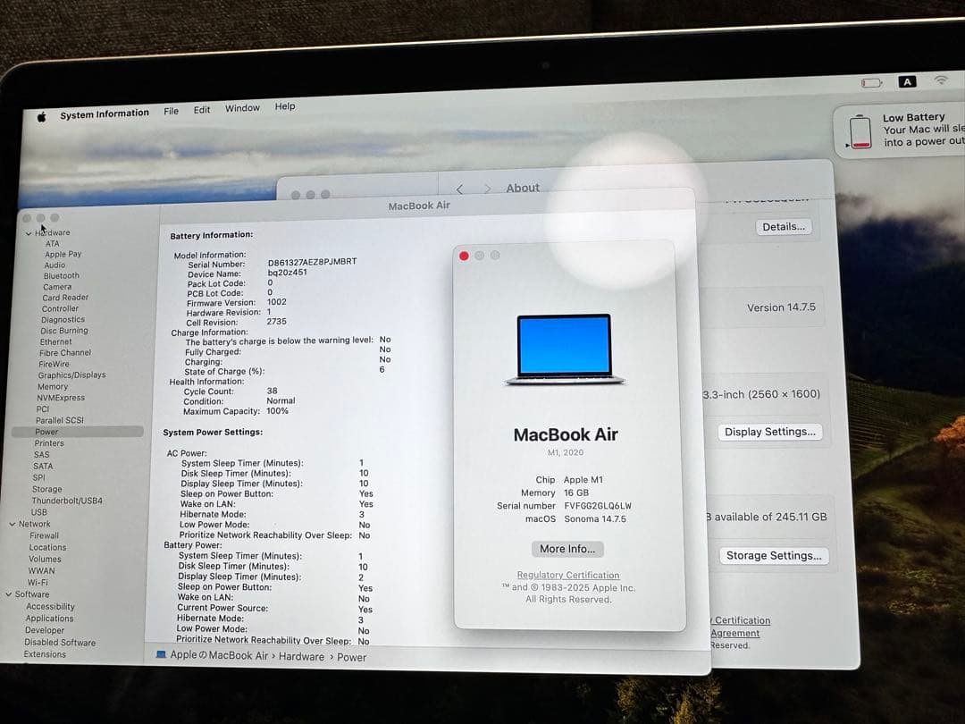 MacBook Air M1 13インチ ゴールド　16GB バッテリー100%