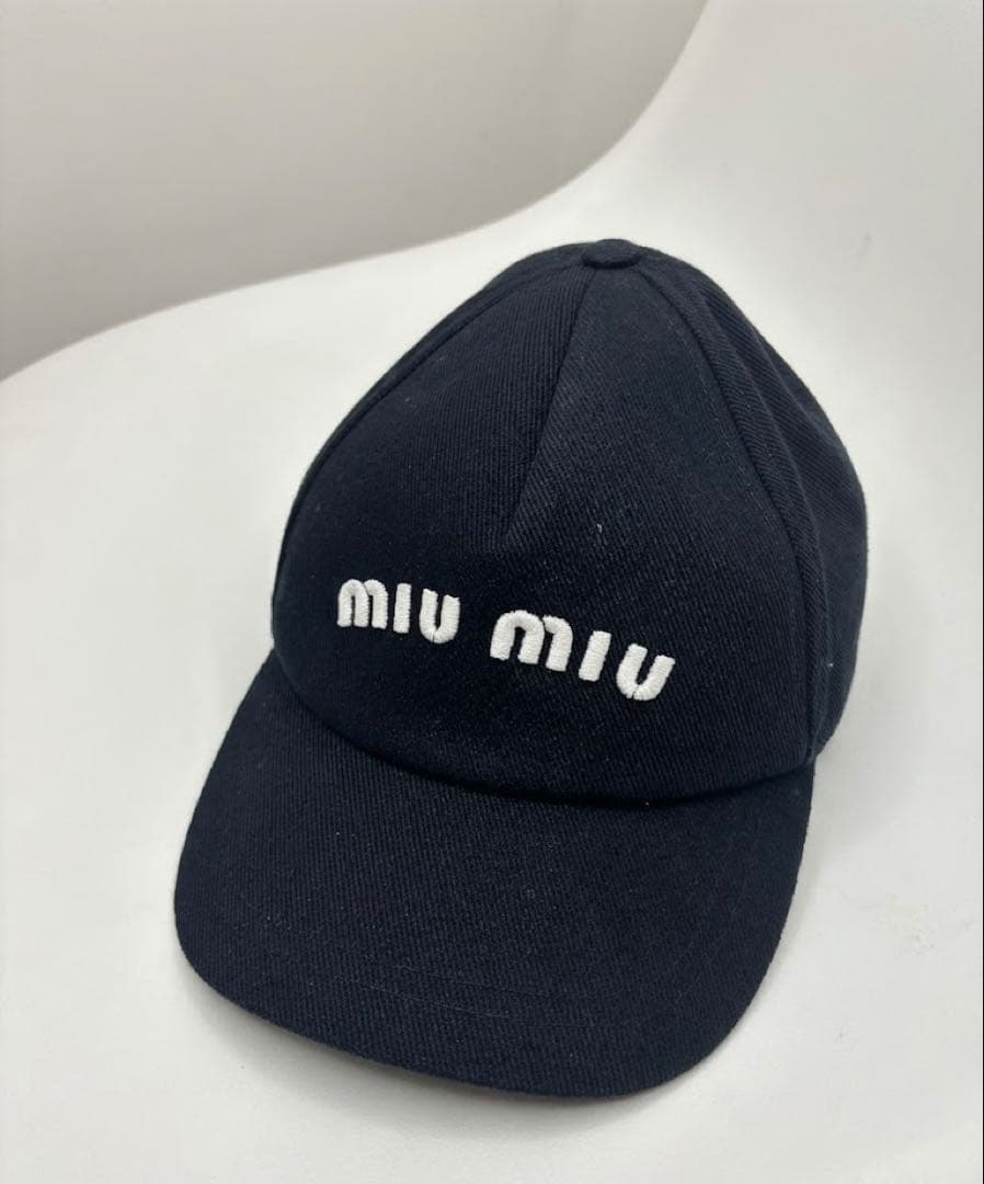 miu miu ネイビー ベースボールキャップ Mサイズ