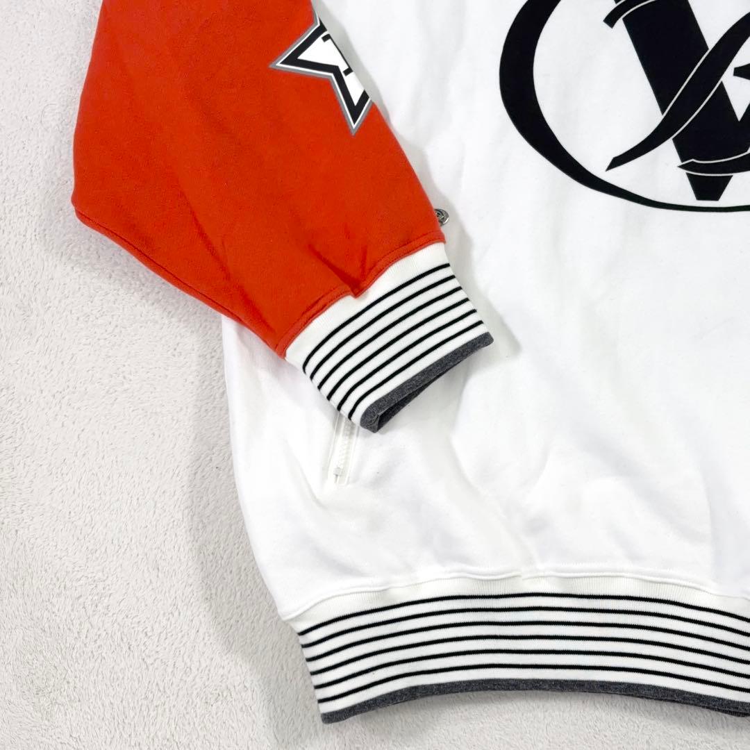 【BARNIVARNO】ハーフジップスウェット 背面ビッグロゴ 袖切替 白 3L