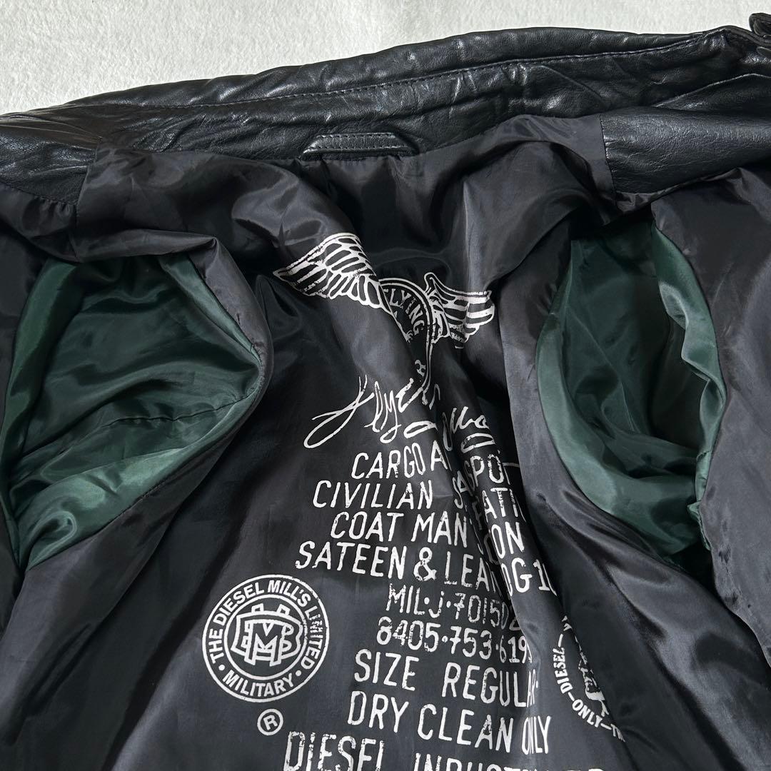 美品ディーゼル レザー シングルライダース ジャケット L レーシング 革ジャン