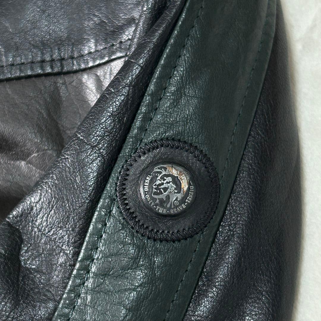 美品ディーゼル レザー シングルライダース ジャケット L レーシング 革ジャン