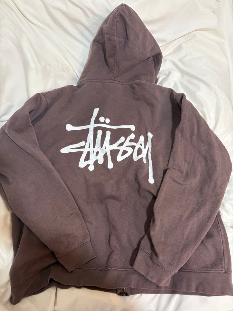 Stussy ブラウン ジップアップパーカー