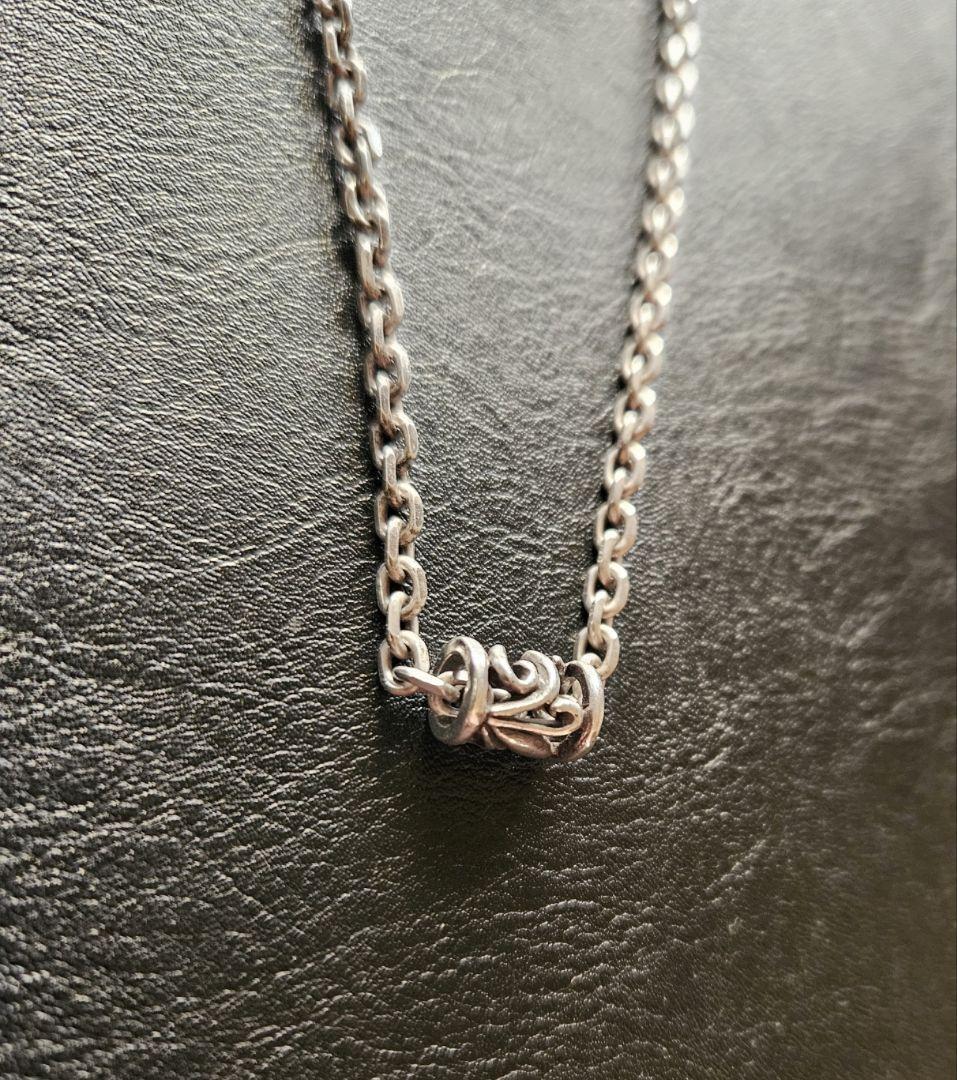 美品　SAAD サード 太角 4mm あずきチェーン オープンワークネックレス