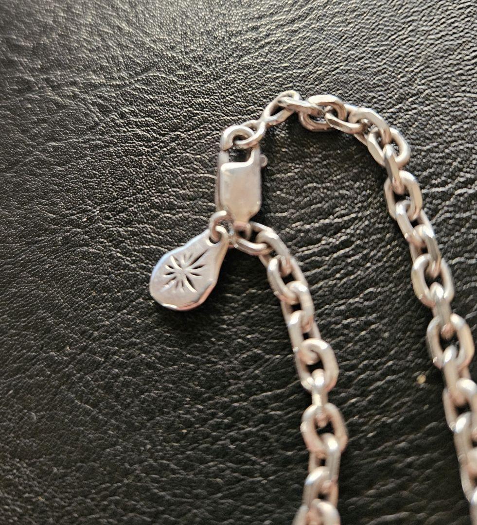 美品　SAAD サード 太角 4mm あずきチェーン オープンワークネックレス