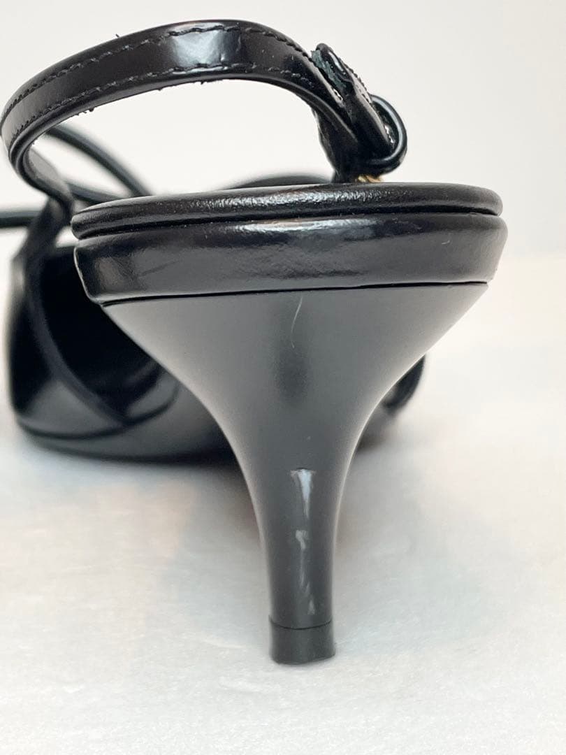 [キズ有り] MiuMiu レザー スリングバック ヒール(38/25cm)