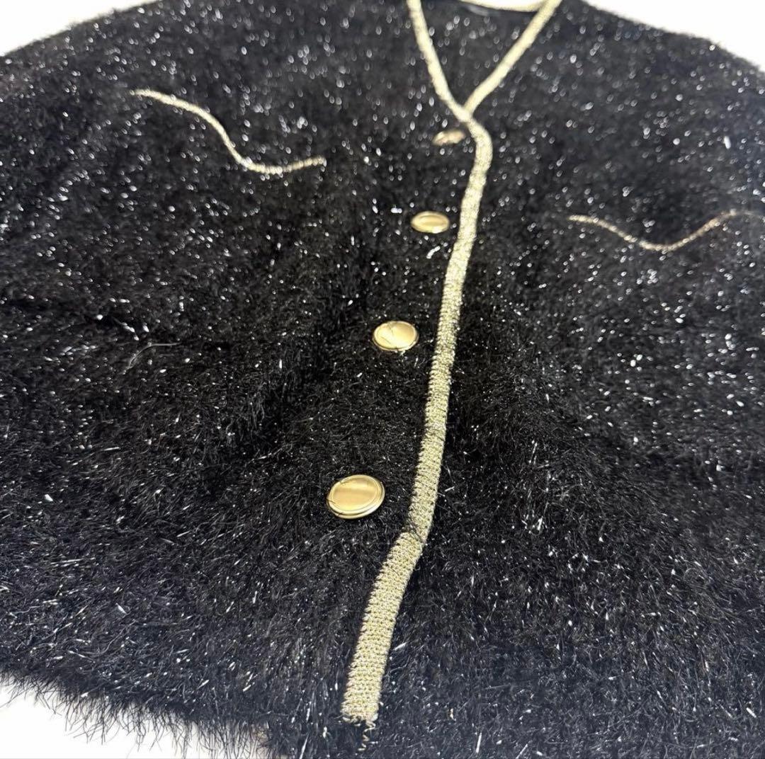 【新品タグ付き】完売品✨️アルアバイル シャイニー フェザー カーディガン 黒