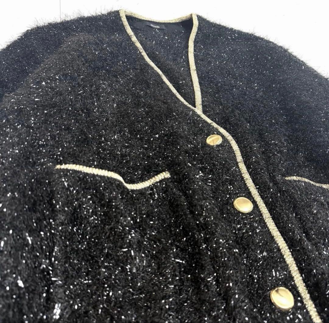 【新品タグ付き】完売品✨️アルアバイル シャイニー フェザー カーディガン 黒