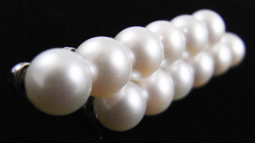 ★925シルバー(銀製)・１２粒アコヤ真珠（本真珠）アンティークブローチ★