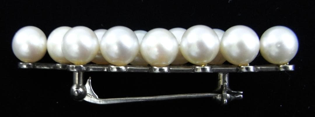 ★925シルバー(銀製)・１２粒アコヤ真珠（本真珠）アンティークブローチ★