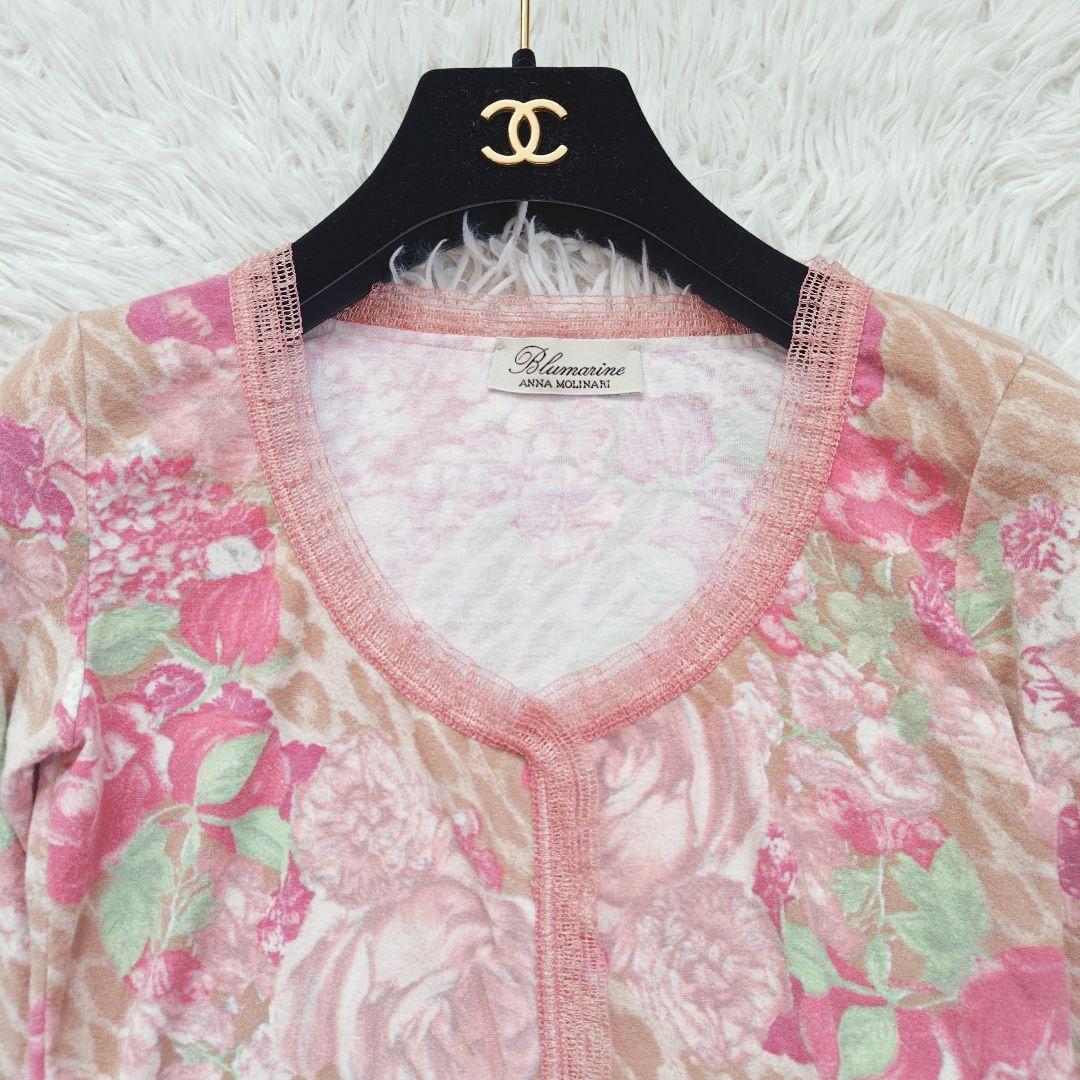 【ブルマリン】アンナモリナーリ花柄アンサンブル レース 薔薇 ピンクカーディガン