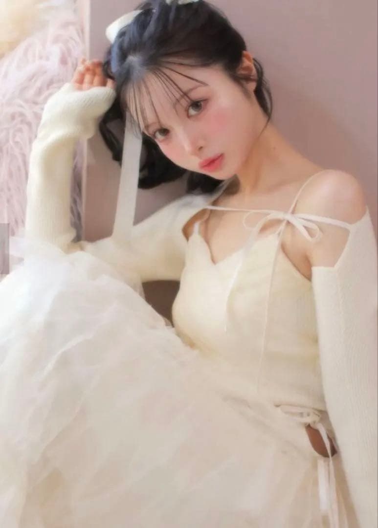 エムミーエメ　Tulle knit ensemble tops ivory