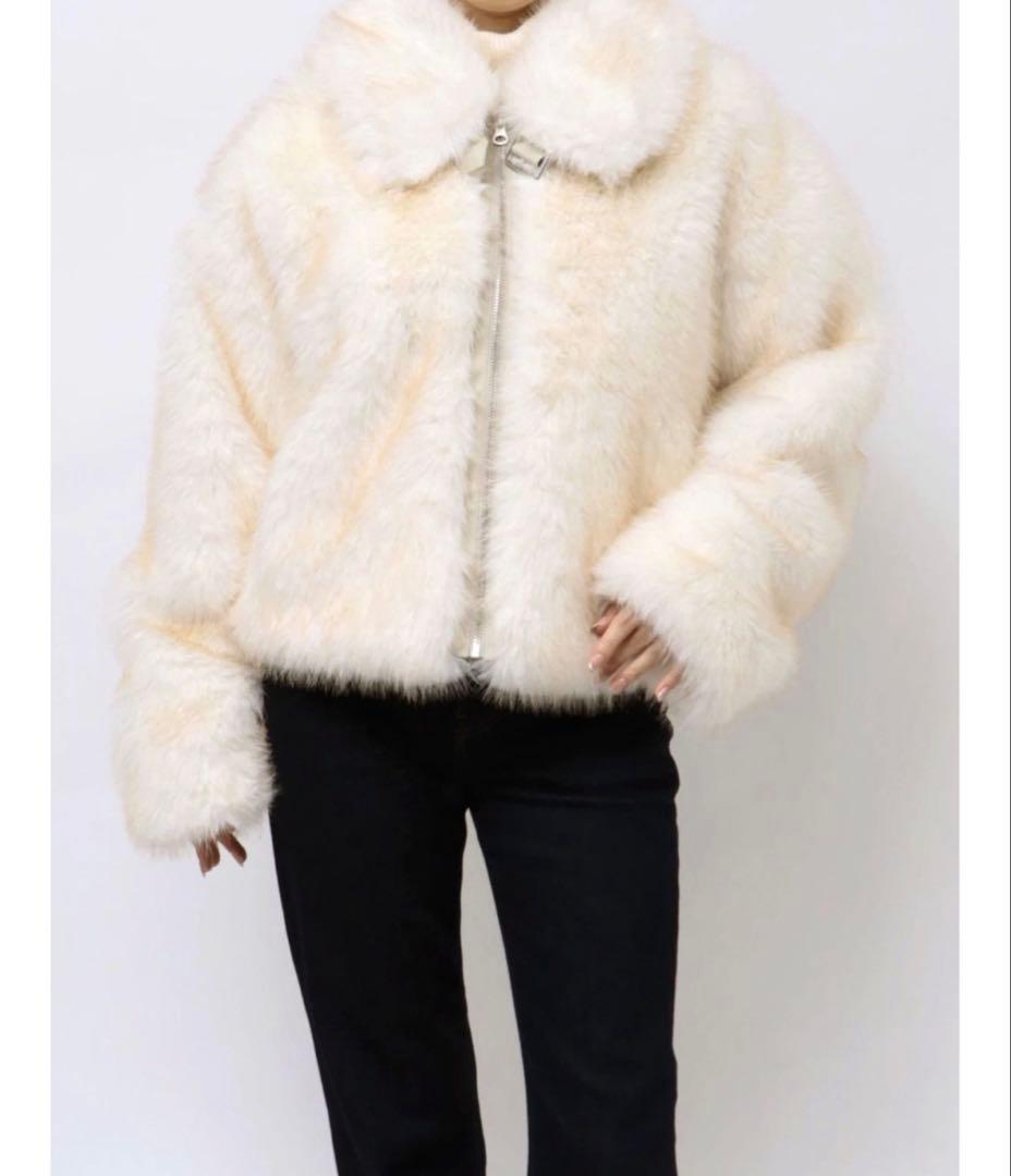 jouetie ベルトミドルファーコート アイボリー