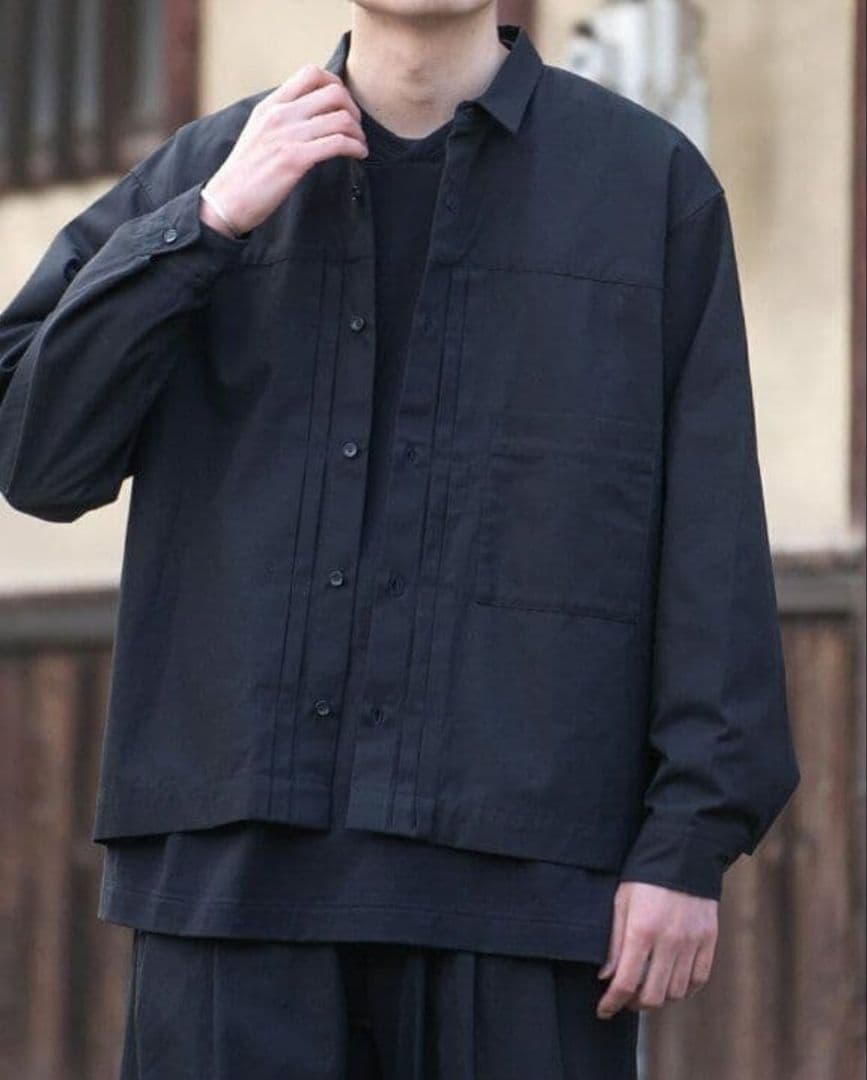 AFTERHOURS PLEATED BLOUZON 25SS 黒