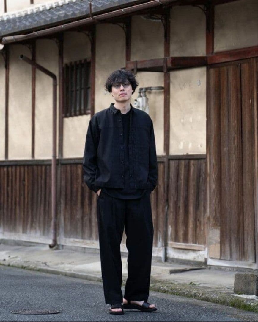 AFTERHOURS PLEATED BLOUZON 25SS 黒