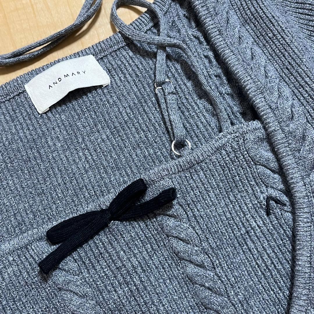 andmary　アンドマリー Sharon ribbon tops　gray