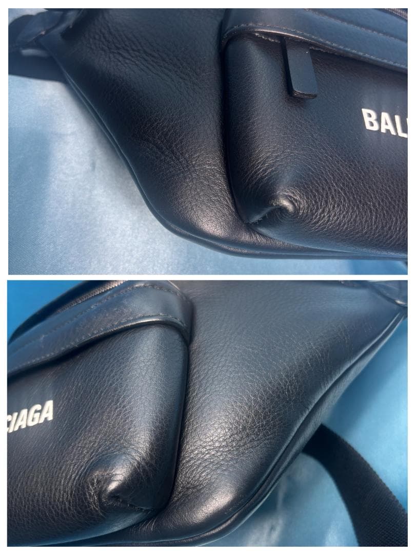 【極美品】BALENCIAGA ボディバッグ ウエストポーチ レザー ブラック